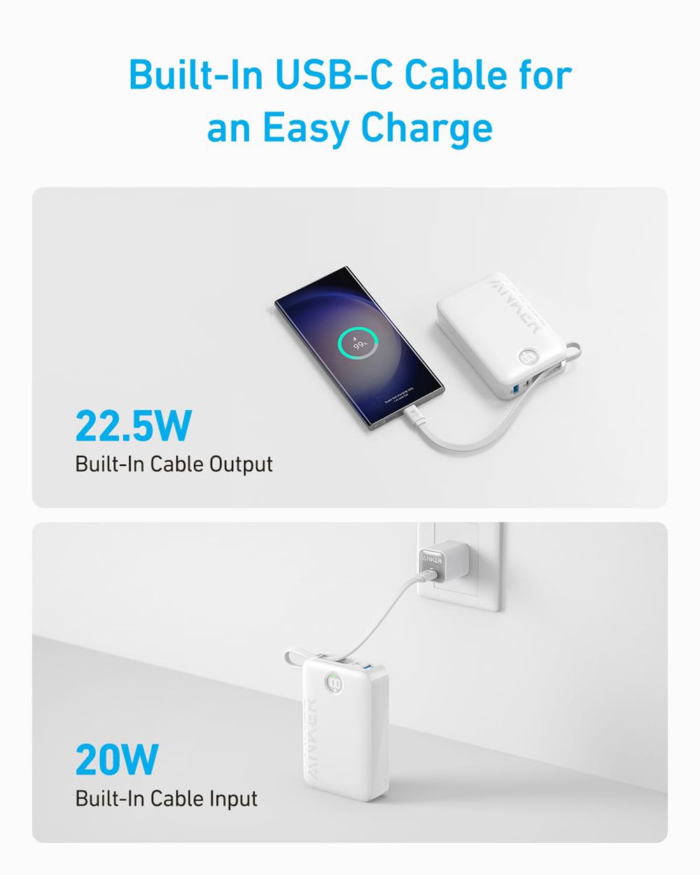 Anker 20000mAh High-Speed 22.5W Power Bank Blancos | Mexico KAJ564782