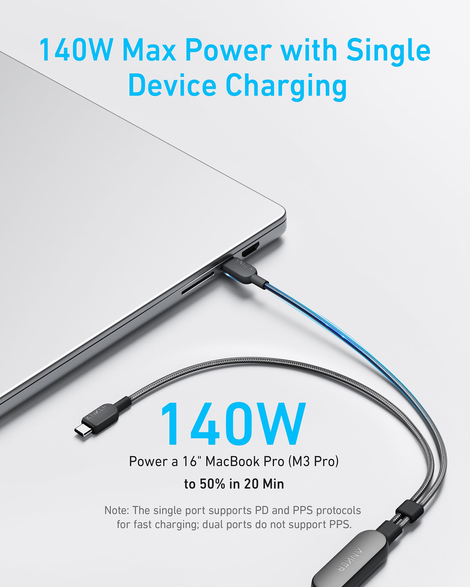 Anker 2-in-1 USB C to USB C Cable 140W Negros | Mexico HRK174038
