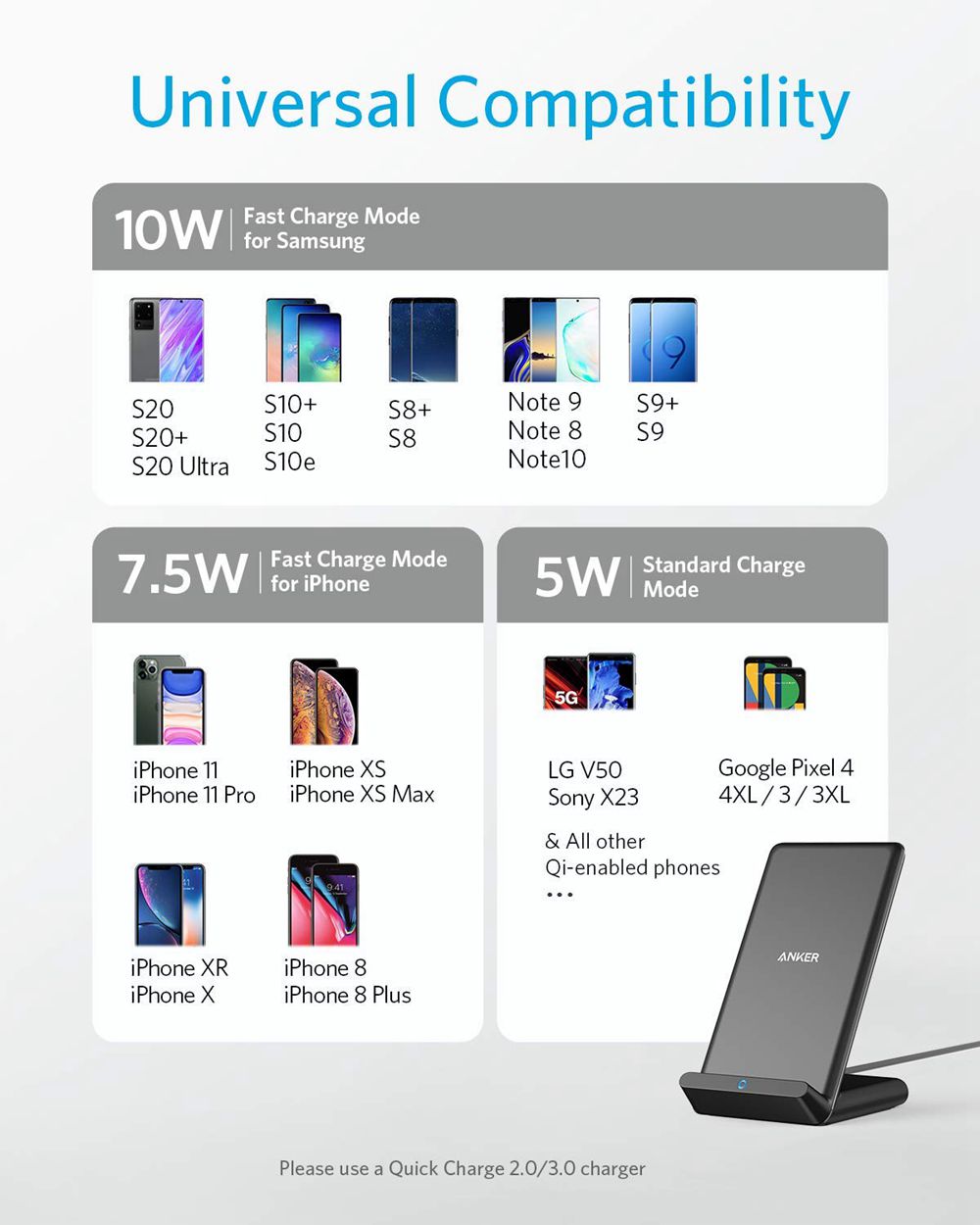 Anker 313 Wireless Charger (Stand) Negros | Mexico UVQ748362
