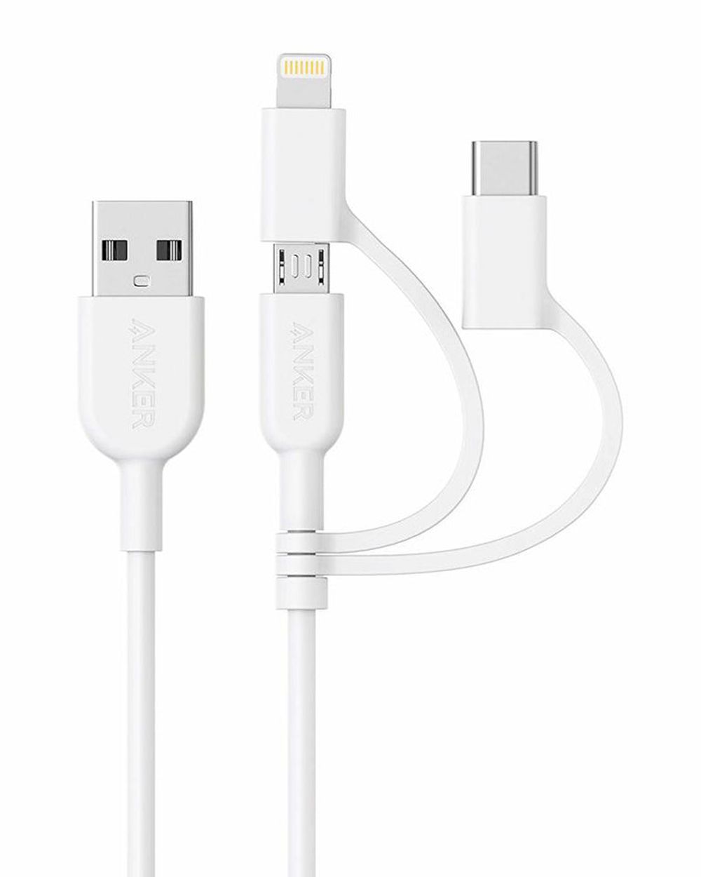 Anker 321 USB-A to Lightning Cable (3 ft 3-in-1) Blancos | Mexico DKT217594