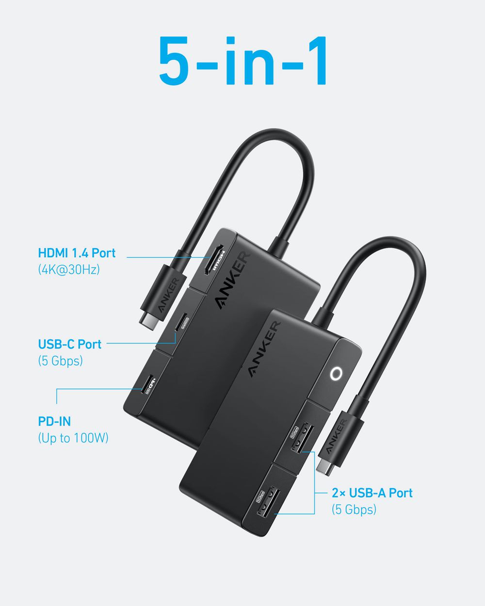 Anker 322 USB-C Hub (5-in-1) Negros | Mexico KTI516087