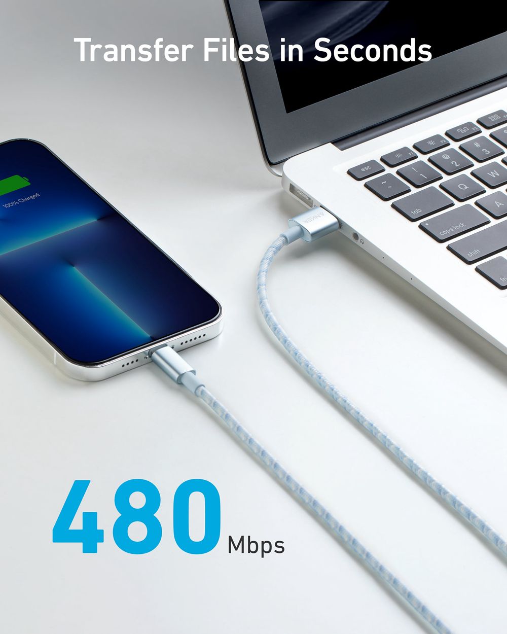 Anker 331 USB-A to Lightning Cable (Nylon) Azules | Mexico OSI697108