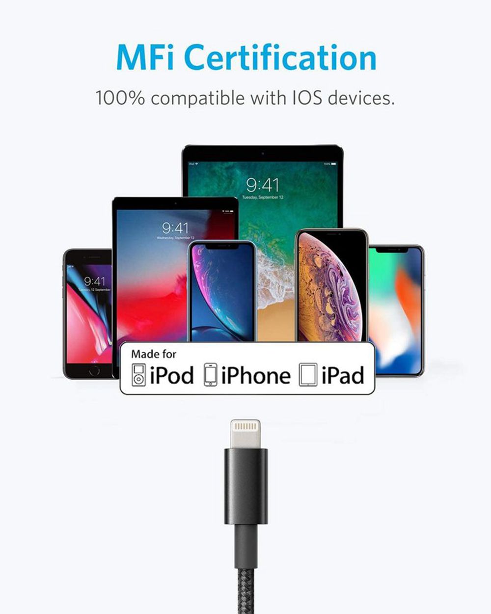 Anker 331 USB-A to Lightning Cable (Nylon) Negros | Mexico WLY510238