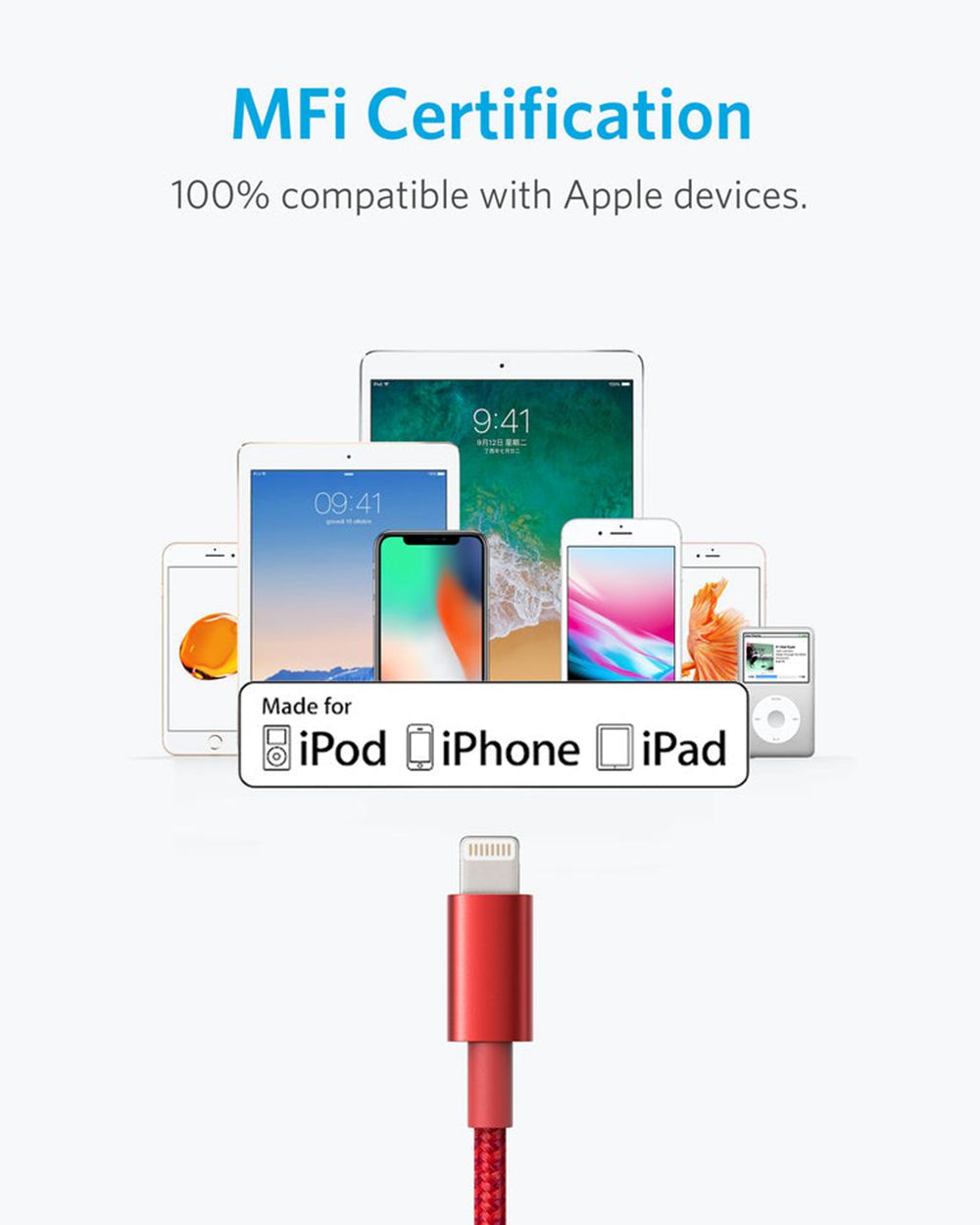 Anker 331 USB-A to Lightning Cable (Nylon) Negros | Mexico WLY510238