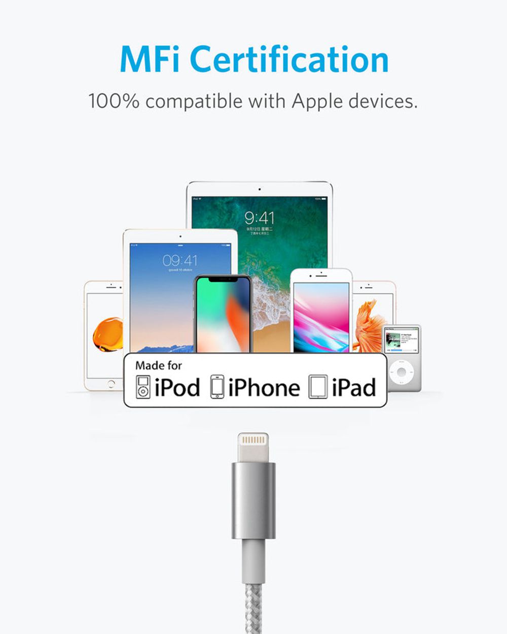 Anker 331 USB-A to Lightning Cable (Nylon) Plateados | Mexico LDE791583