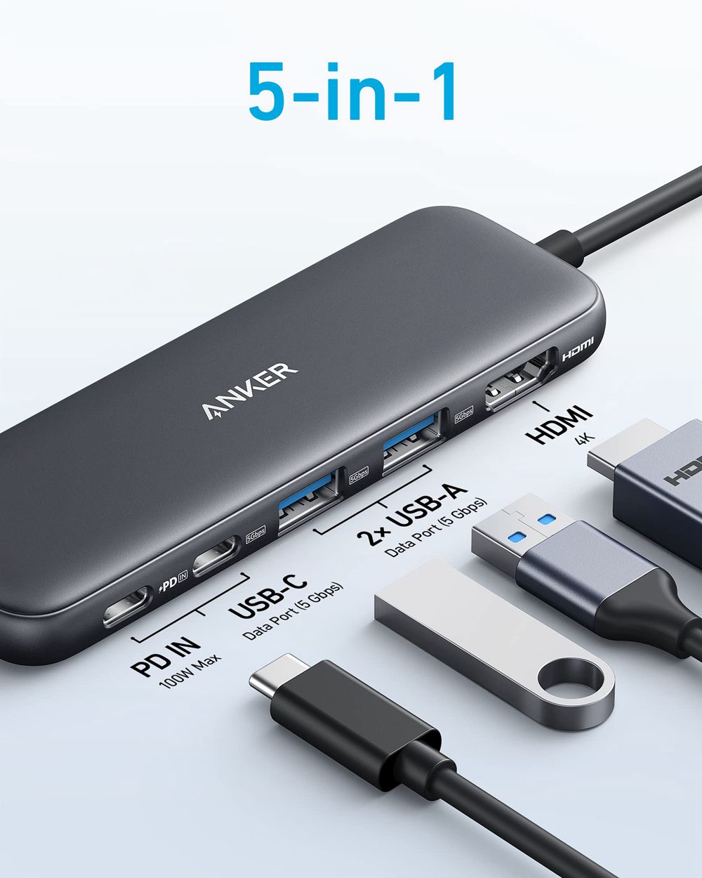 Anker 332 USB-C Hub (5-in-1) Negros | Mexico VDI365724
