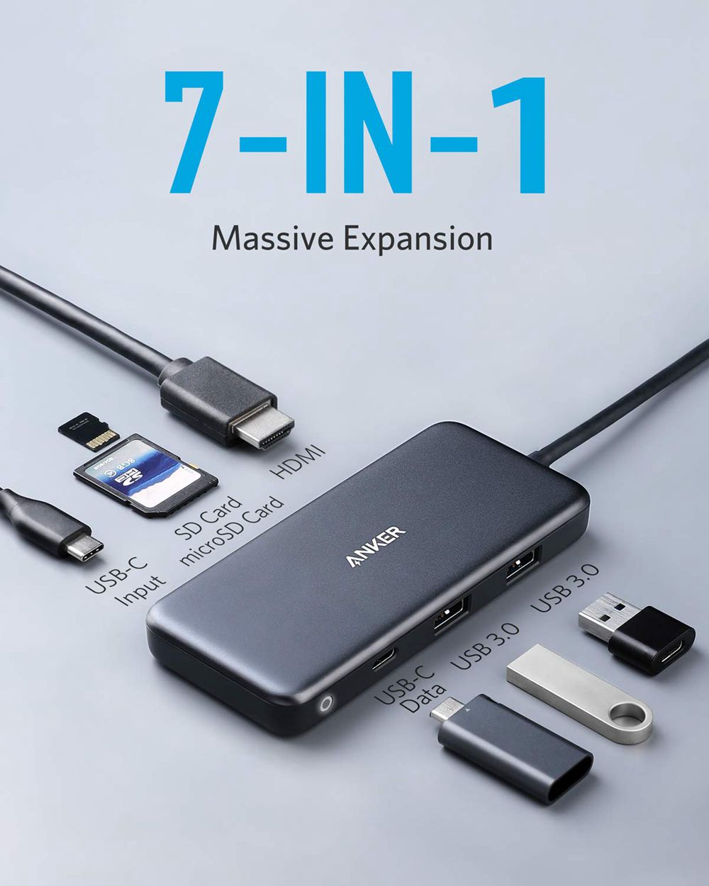 Anker 341 USB-C Hub (7-in-1) Grises | Mexico RYG875213