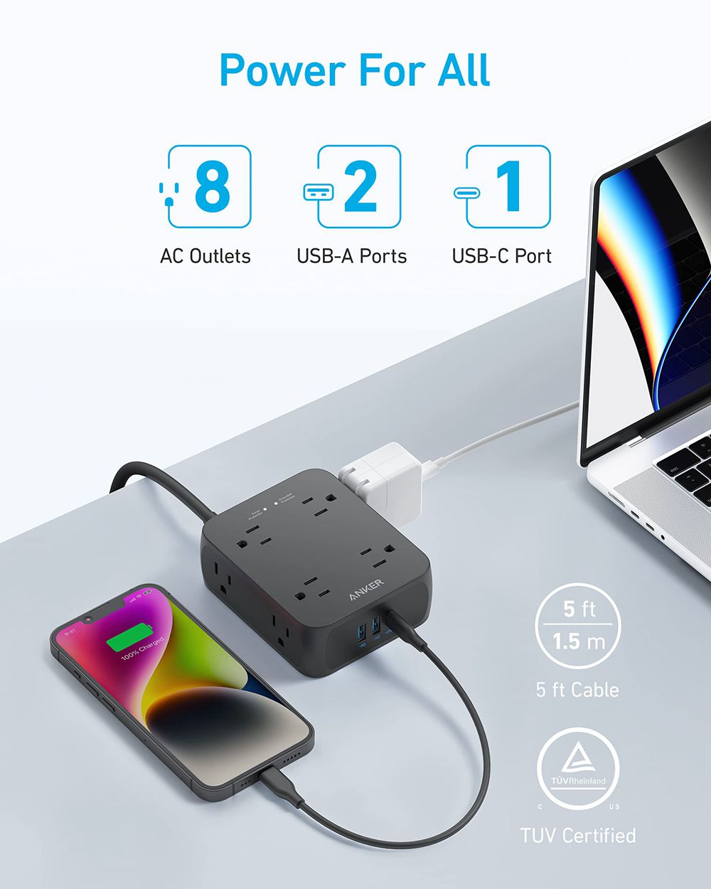 Anker 341 USB Power Strip Negros | Mexico IJS504213