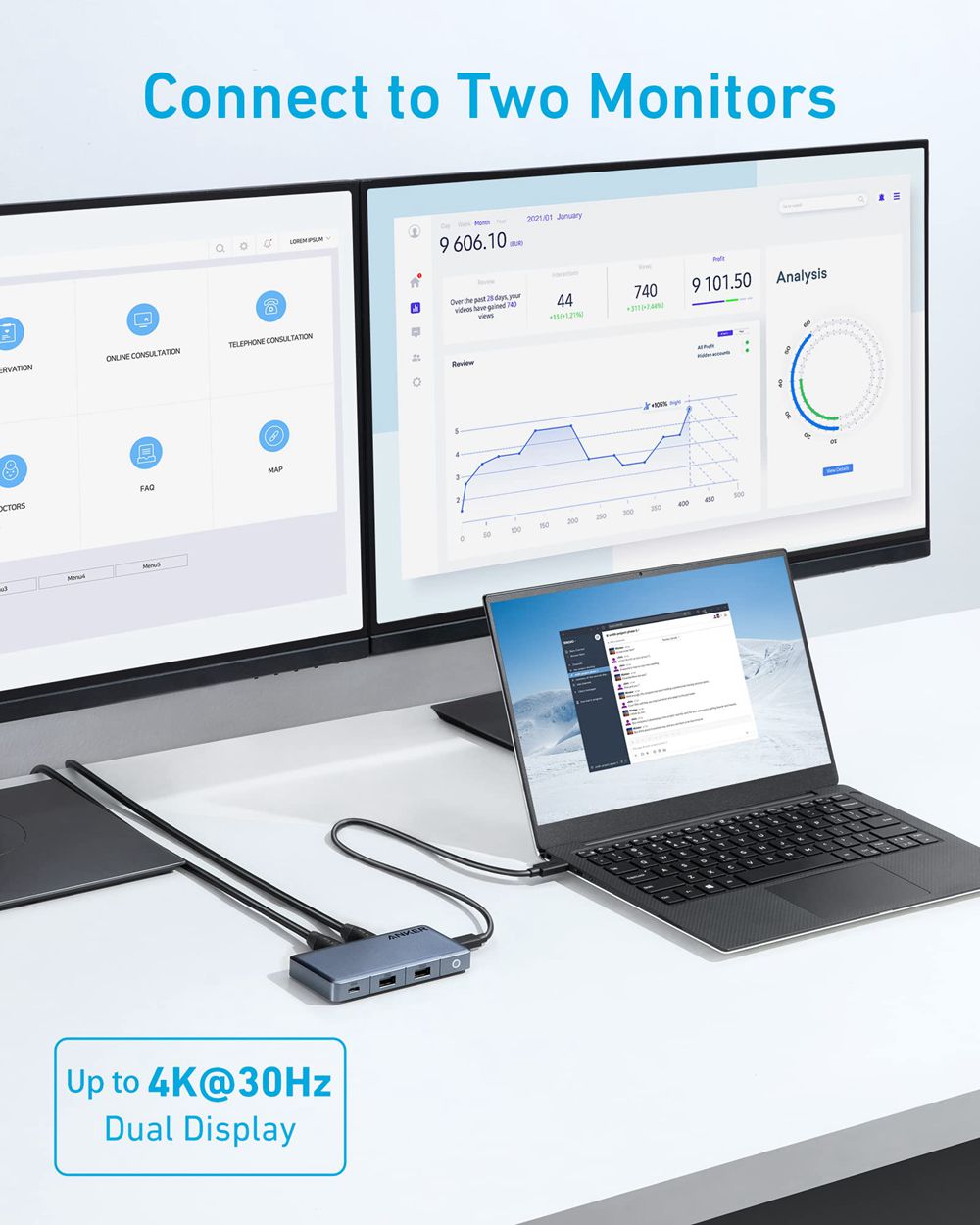Anker 343 USB-C Hub (7-in-1 Dual 4K HDMI) Grises | Mexico EZL086723