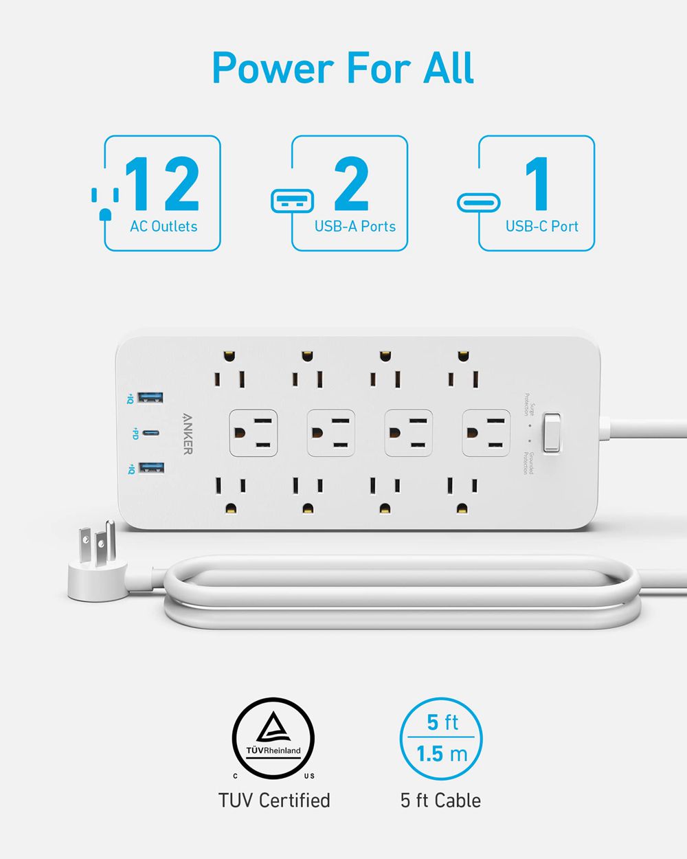 Anker 351 Power Strip Blancos | Mexico SCG502187