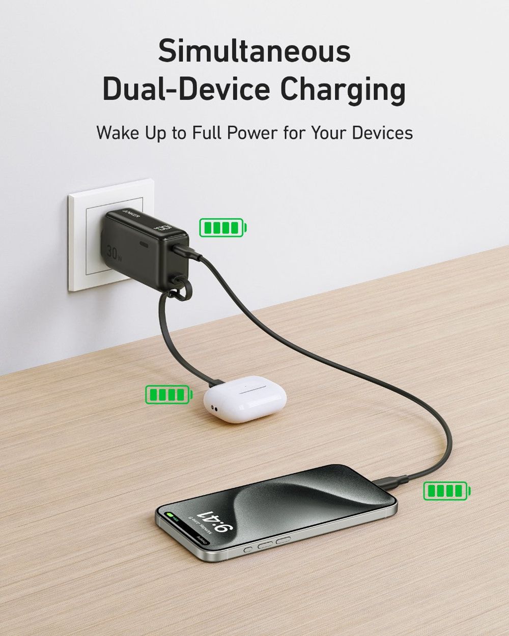 Anker 3-in-1 Power Bank (30W Fusion Built-In USB-C Cable) Azules | Mexico GMO924167