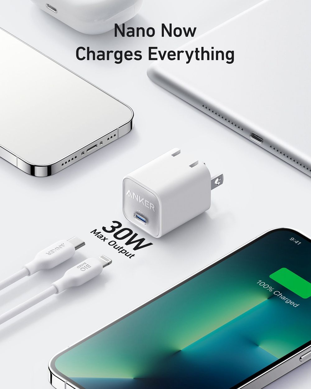 Anker 511 Charger (Nano 3 30W) with 6 ft USB-C to Lightning Cable Blancos | Mexico OYS570268