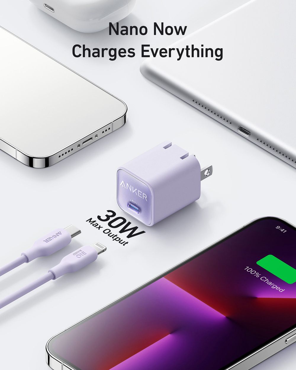 Anker 511 Charger (Nano 3 30W) with 6 ft USB-C to Lightning Cable Morados | Mexico RBW346980