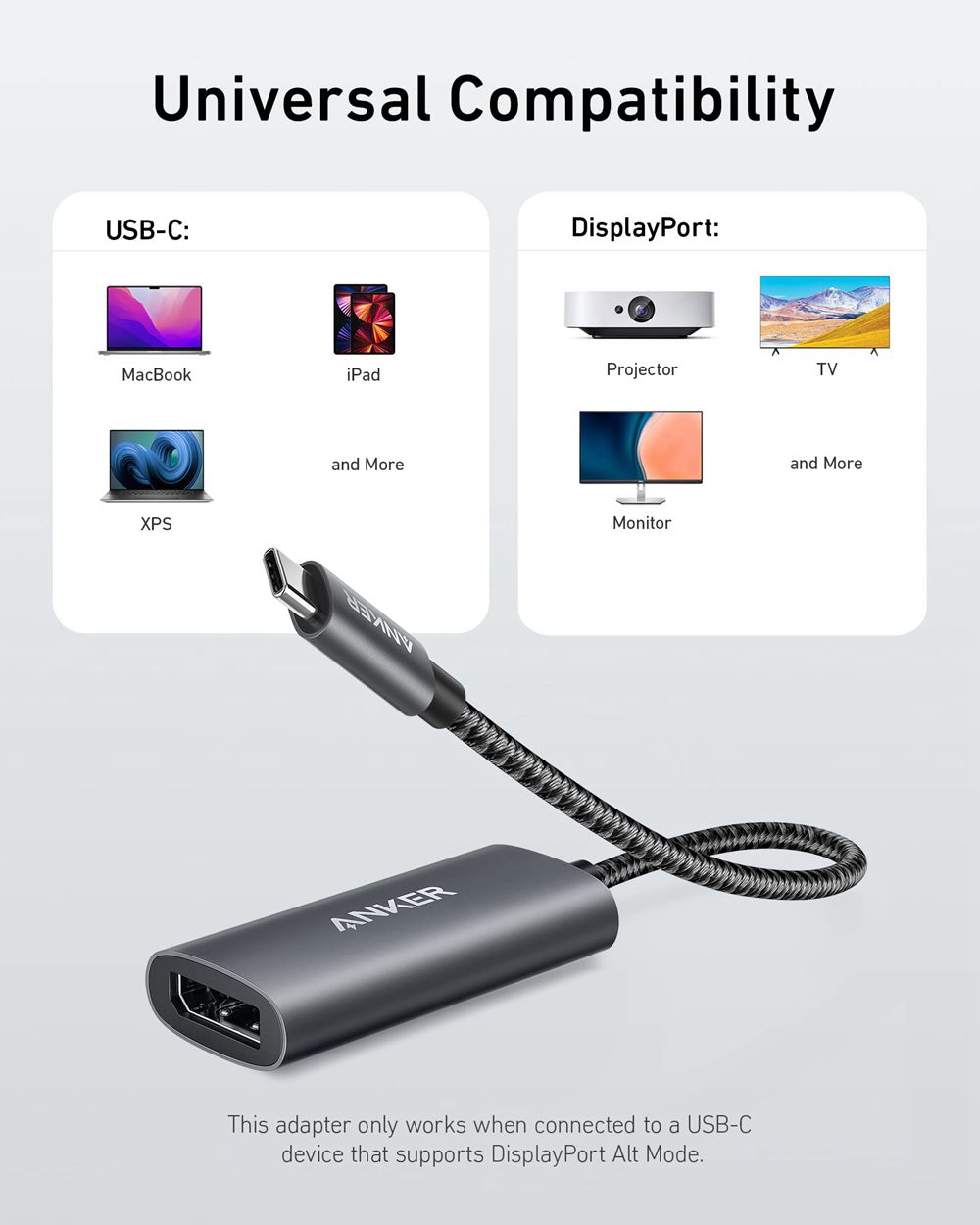Anker 518 USB-C Adapter (8K DisplayPort) Grises | Mexico KGH804291