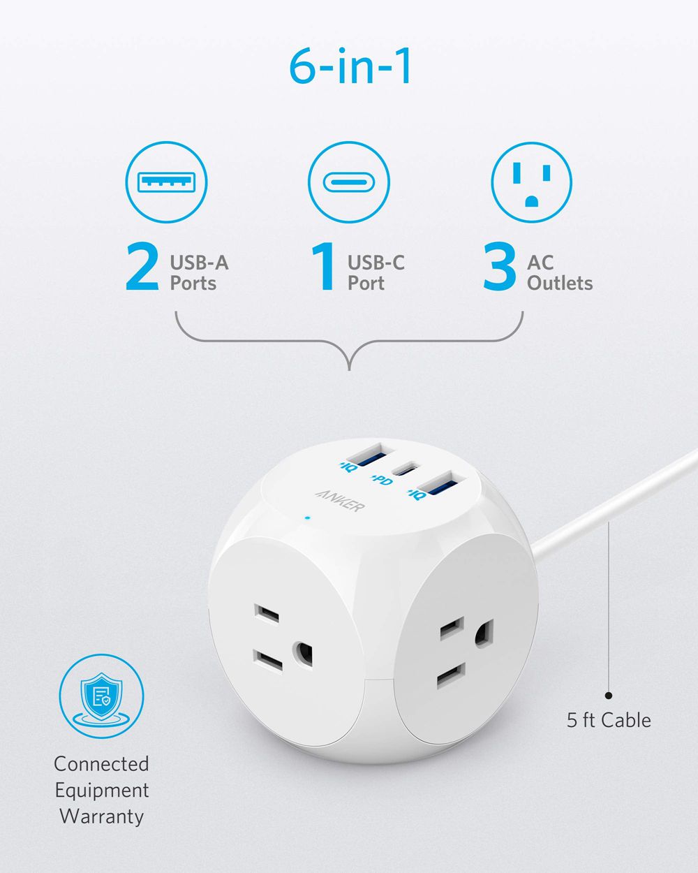 Anker 524 Power Strip Blancos | Mexico ERI481265