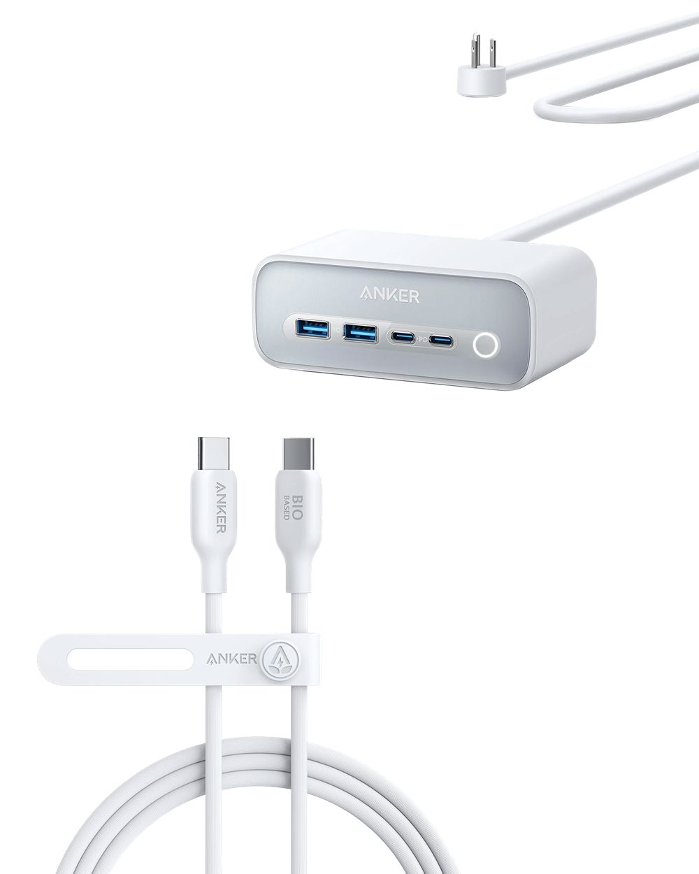 Anker 525 Charging Station and 543 USB-C to USB-C Cable (Bio-Based 6ft) Blancos | Mexico ONG875946