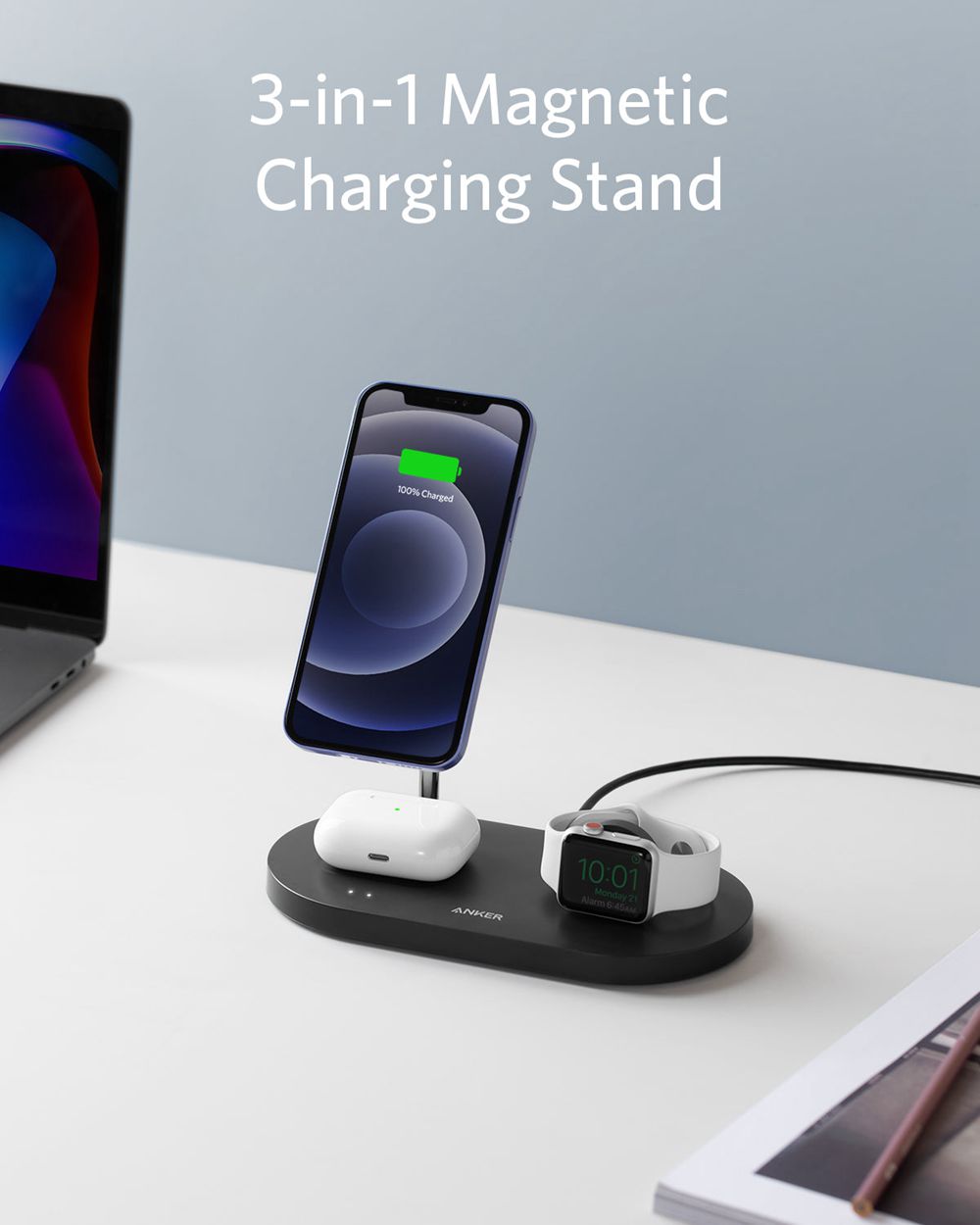 Anker 533 Magnetic Wireless Charger (3-in-1 Stand) Negros | Mexico DBE168530