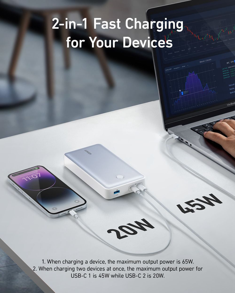 Anker 537 Power Bank (PowerCore 24K for Laptop) Blancos | Mexico ZOD391872