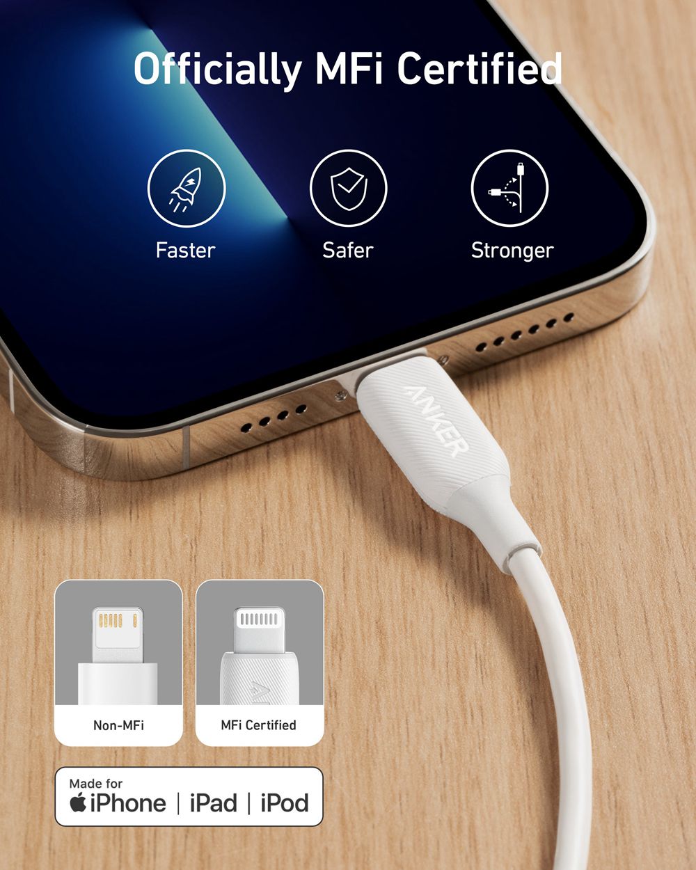 Anker 541 USB-A to Lightning Cable (3 ft / 6 ft) Blancos | Mexico SFD934258