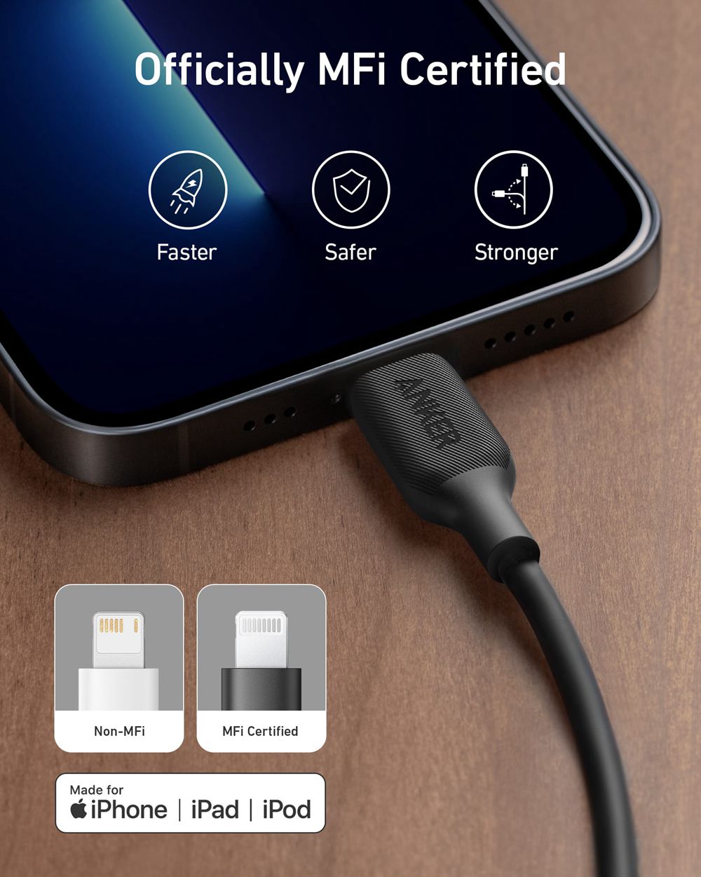 Anker 541 USB-C to Lightning Cable (1 ft / 3 ft / 6 ft) Negros | Mexico GDS398051