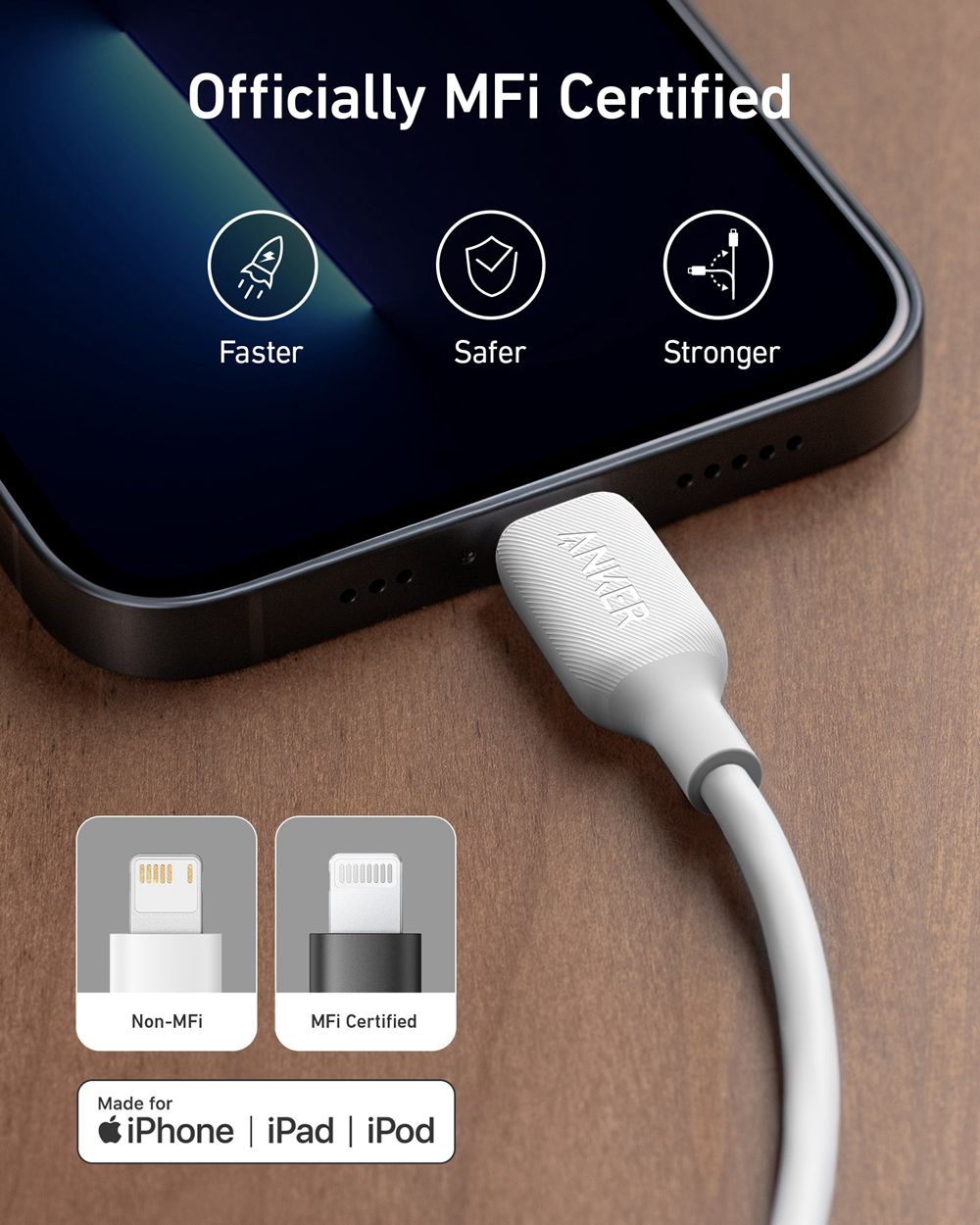 Anker 541 USB-C to Lightning Cable (1 ft / 3 ft / 6 ft) Blancos | Mexico PDY243091