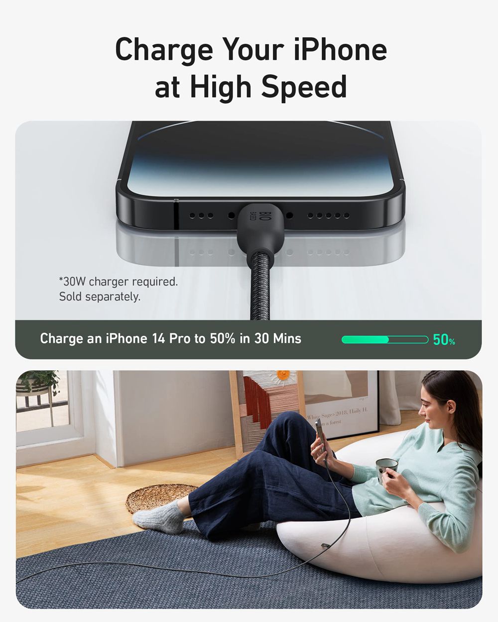 Anker 541 USB-C to Lightning Cable (Bio-Nylon 10 ft) Negros | Mexico IXN208365