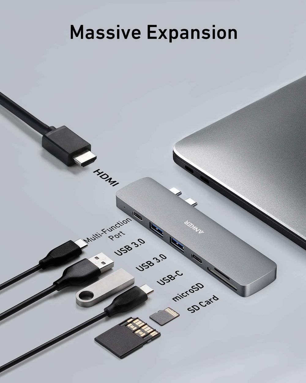 Anker 547 USB-C Hub (7-in-2 for MacBook) Plateados | Mexico DZS320468