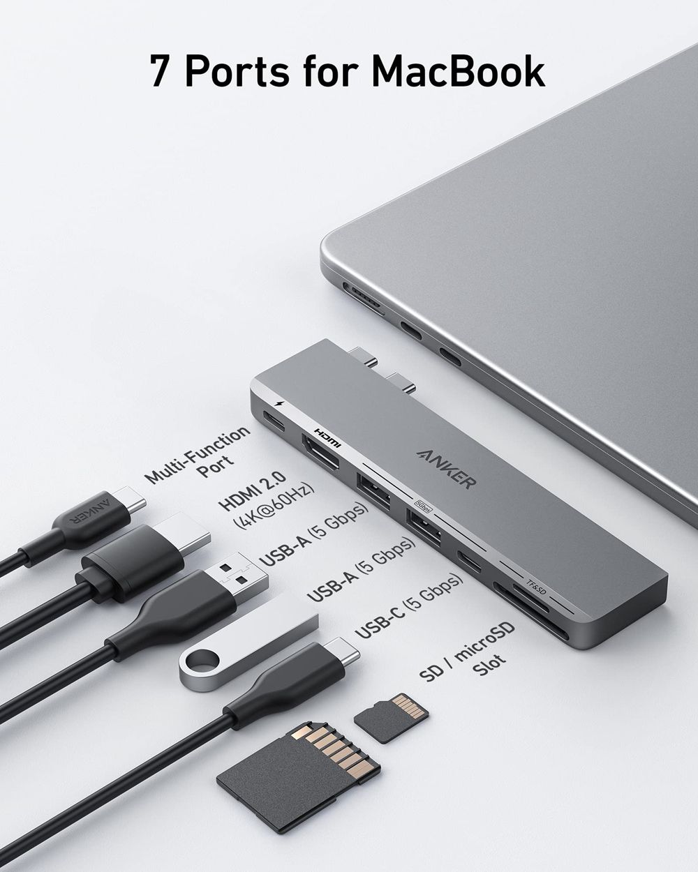 Anker 547 USB-C Hub (7-in-2 for MacBook) Plateados | Mexico MGZ283416