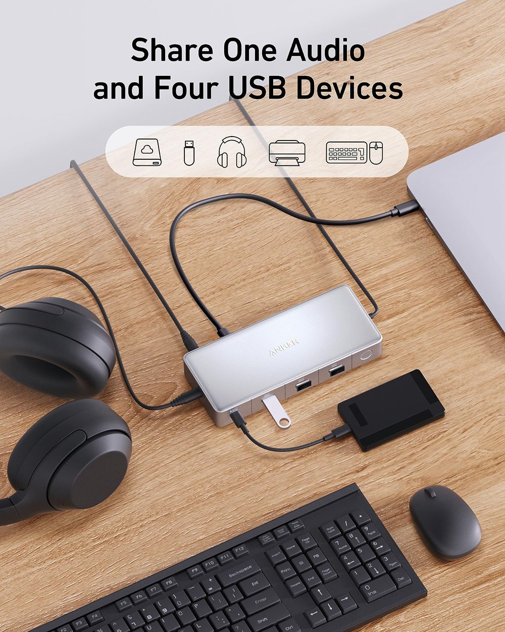 Anker 553 USB-C Docking Station (KVM Switch) Plateados | Mexico QNO504173