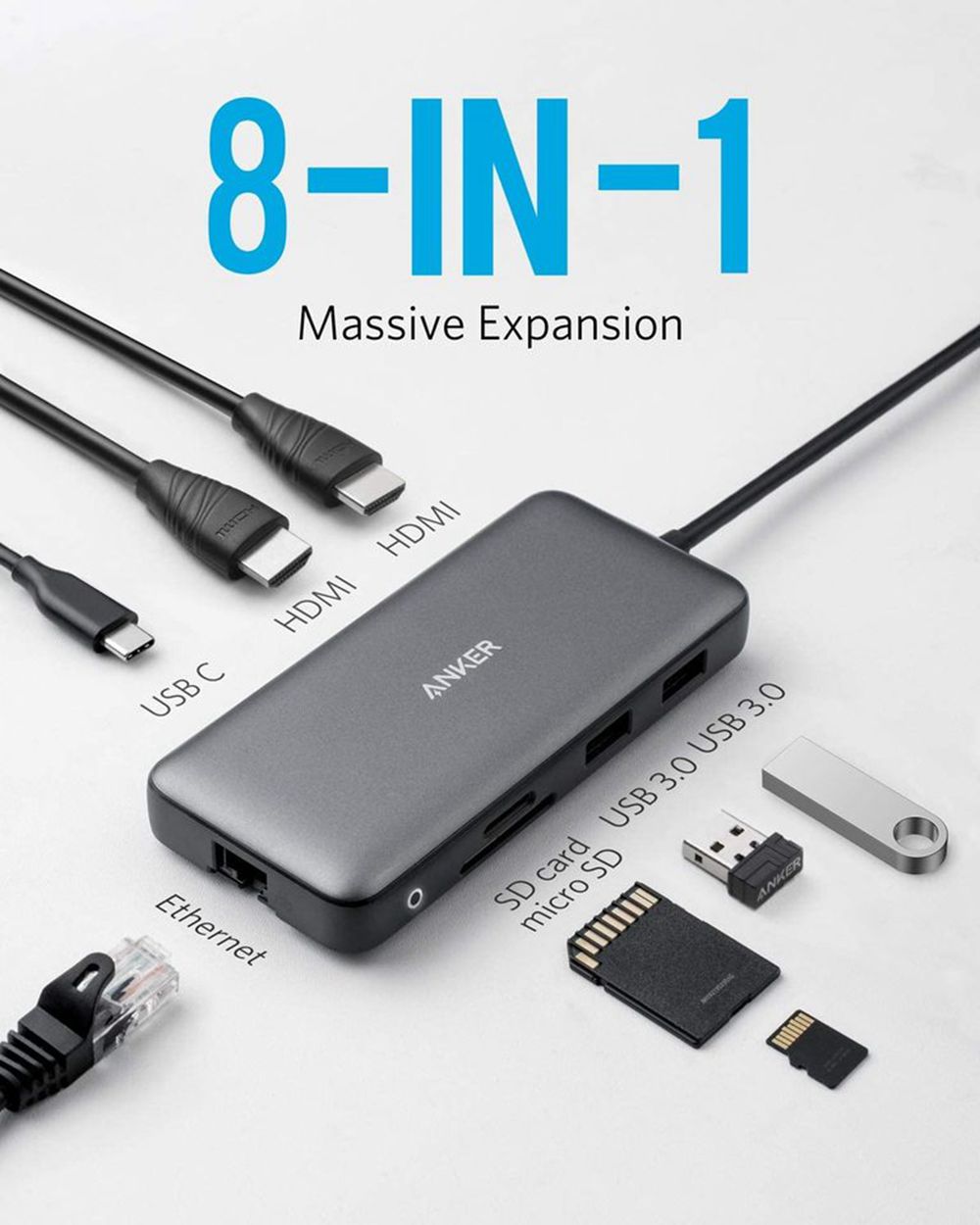 Anker 553 USB-C Hub (8-in-1) Negros | Mexico BMZ984627