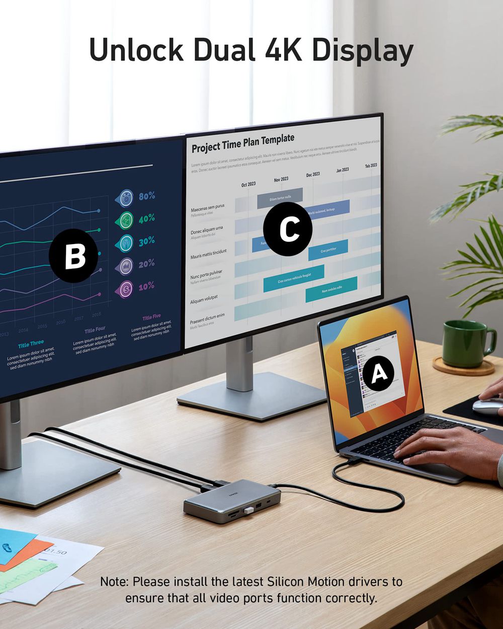 Anker 563 USB-C Hub (10-in-1 Dual 4K HDMI For MacBook) Plateados | Mexico VDG439268