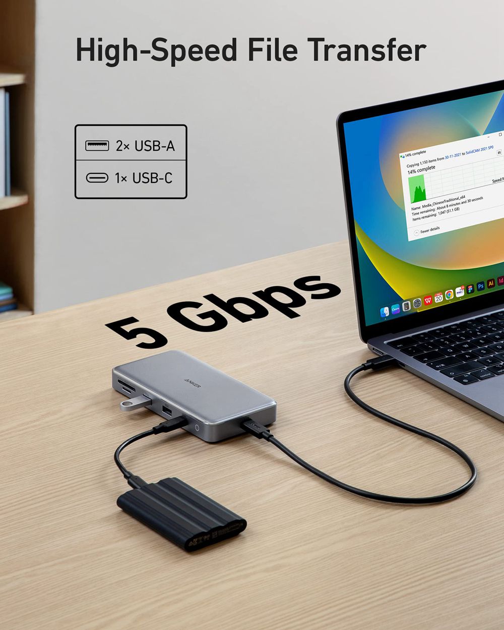 Anker 563 USB-C Hub (10-in-1 Dual 4K HDMI For MacBook) Plateados | Mexico VDG439268