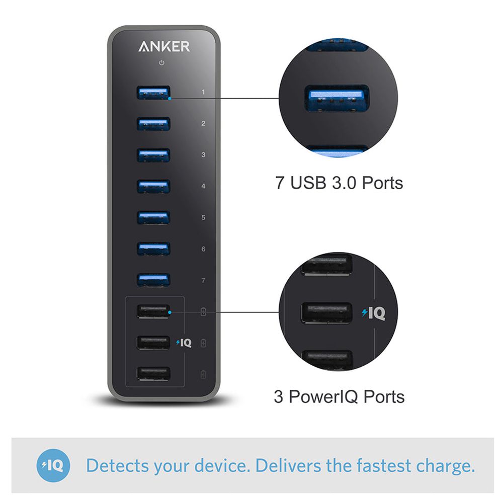 Anker 60W 10-Port USB 3.0 Data Hub Negros | Mexico EID429305