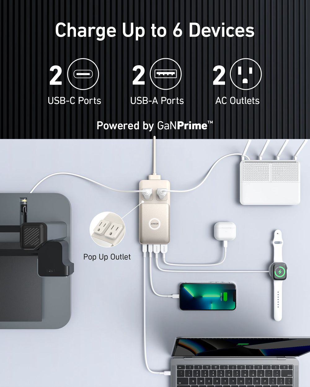 Anker 727 Charging Station (GaNPrime 100W) and 765 USB-C to USB-C Cable (140W Nylon) Negros | Mexico SEM271845