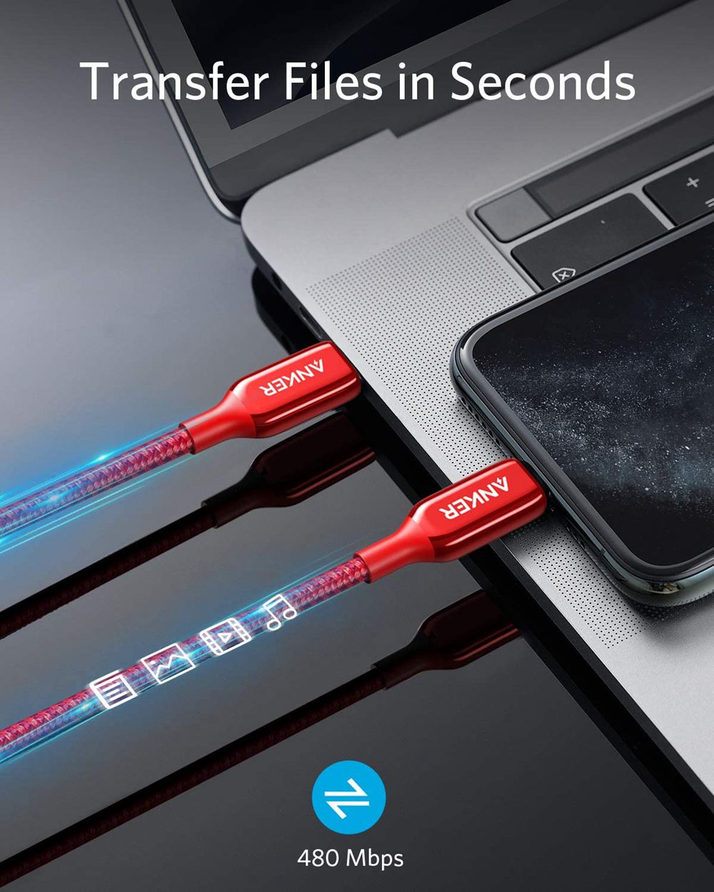 Anker 762 USB-C to Lightning Cable (3 ft / 6 ft Nylon) Rojos | Mexico RCF602937