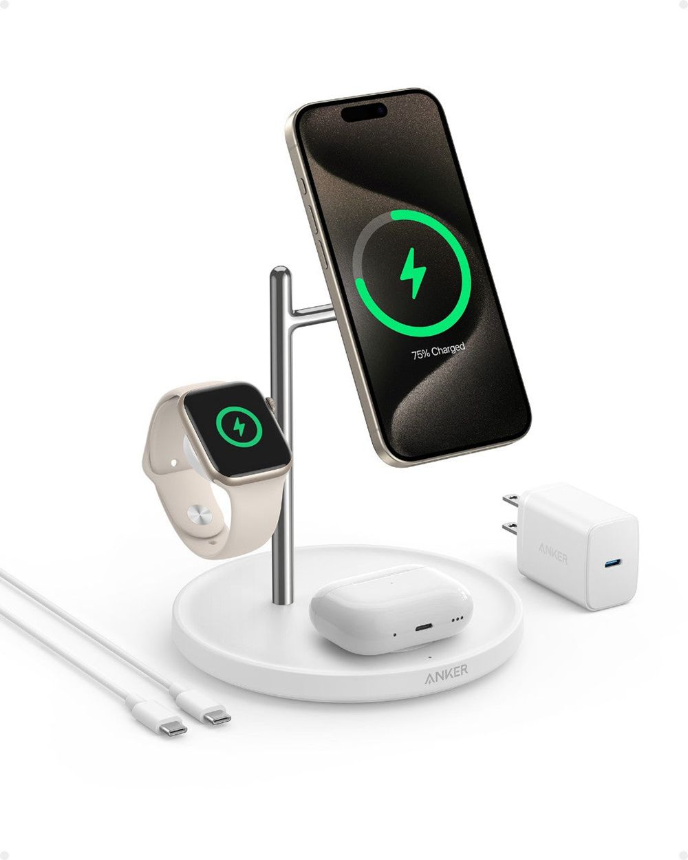 Anker MagGo Wireless Charging Station (3-in-1 Stand) Blancos | Mexico QMP765982