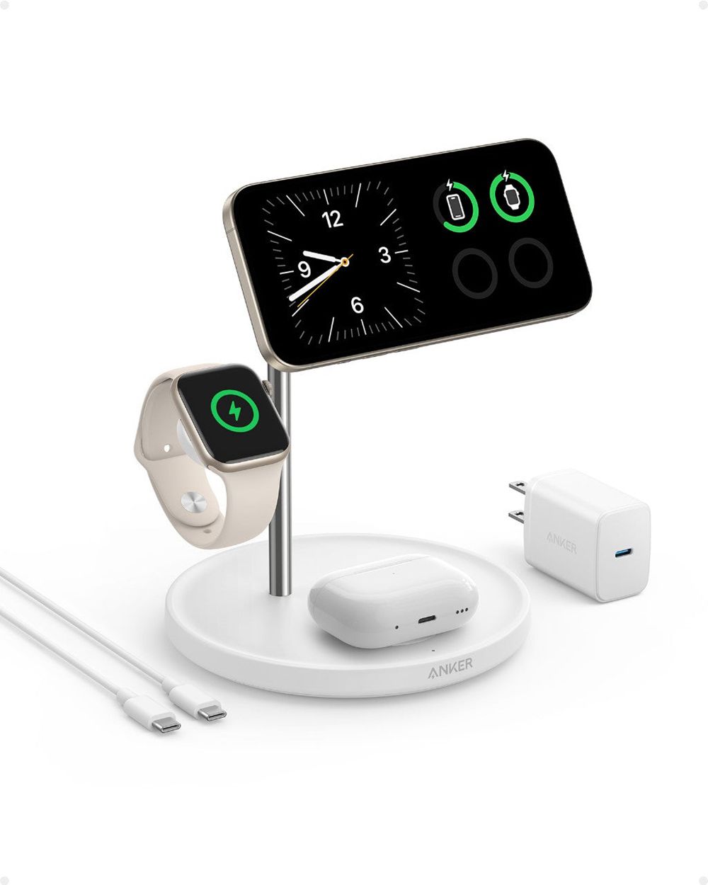 Anker MagGo Wireless Charging Station (3-in-1 Stand) Blancos | Mexico QMP765982
