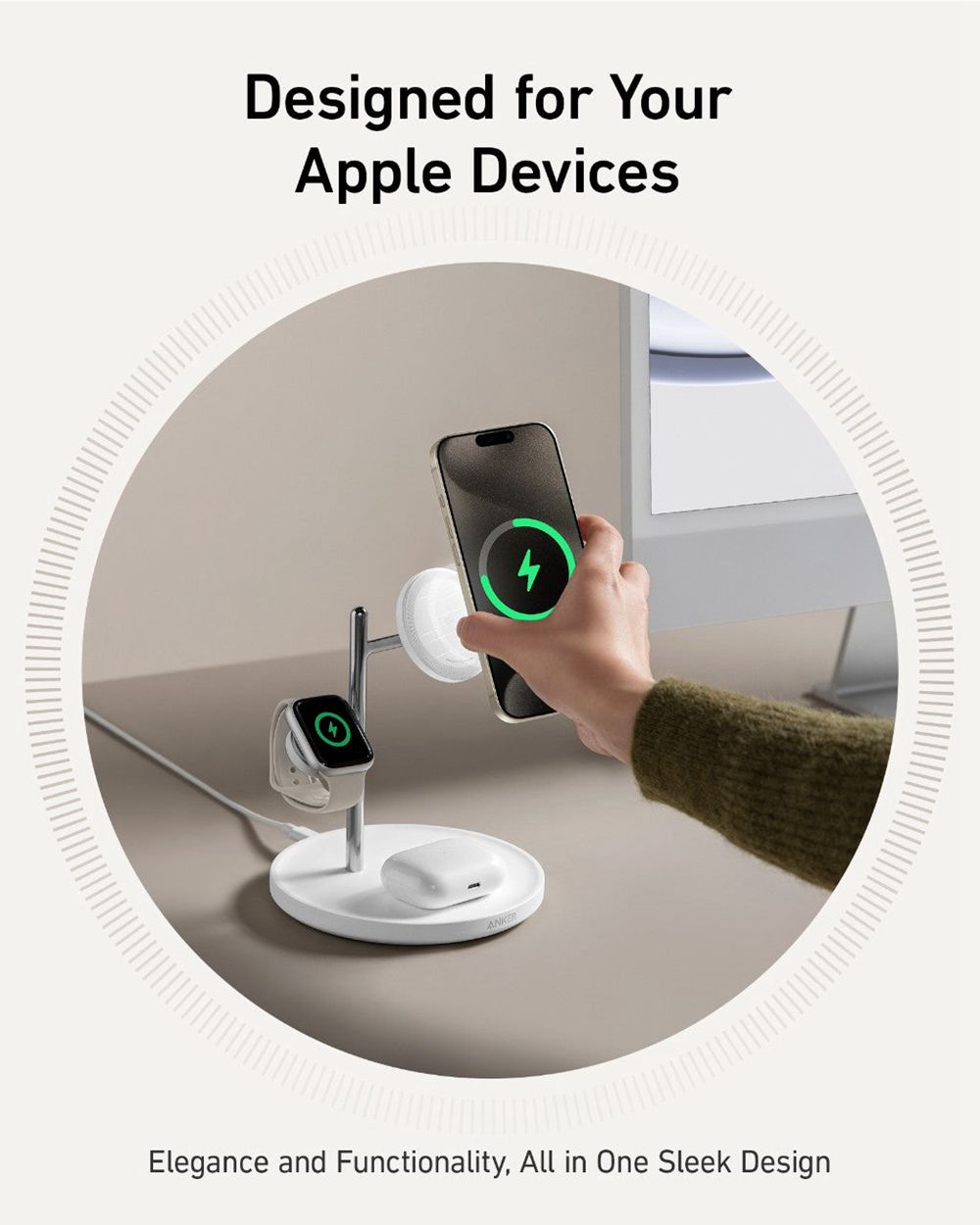 Anker MagGo Wireless Charging Station (3-in-1 Stand) Blancos | Mexico QMP765982