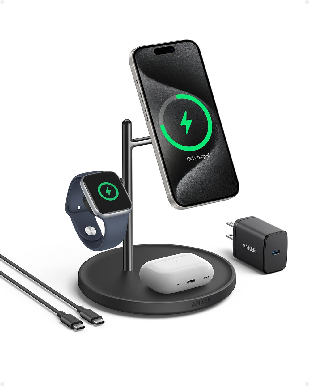 Anker MagGo Wireless Charging Station (3-in-1 Stand) Negros | Mexico VHE563471