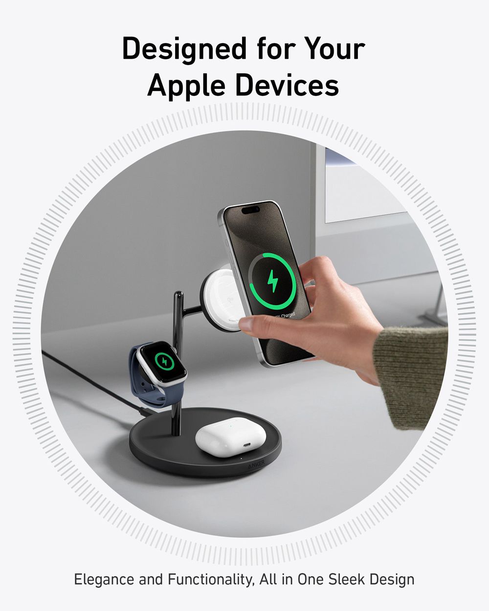 Anker MagGo Wireless Charging Station (3-in-1 Stand) Negros | Mexico VHE563471