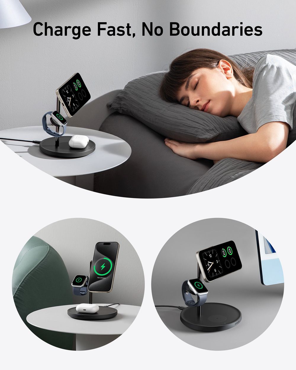 Anker MagGo Wireless Charging Station (3-in-1 Stand) Negros | Mexico VHE563471