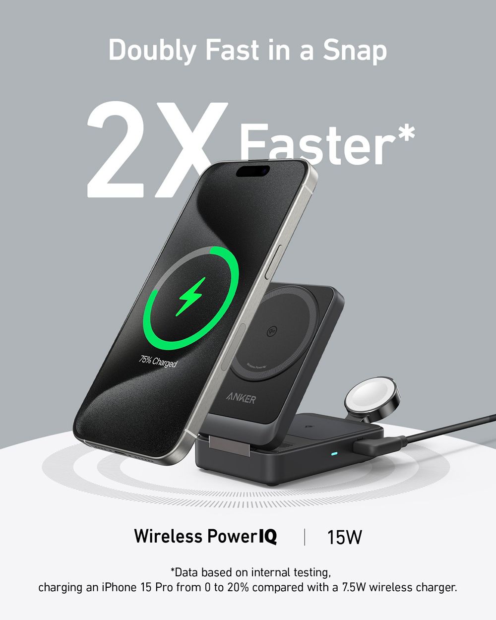 Anker MagGo Wireless Charging Station (Foldable 3-in-1) Negros | Mexico GEW560829