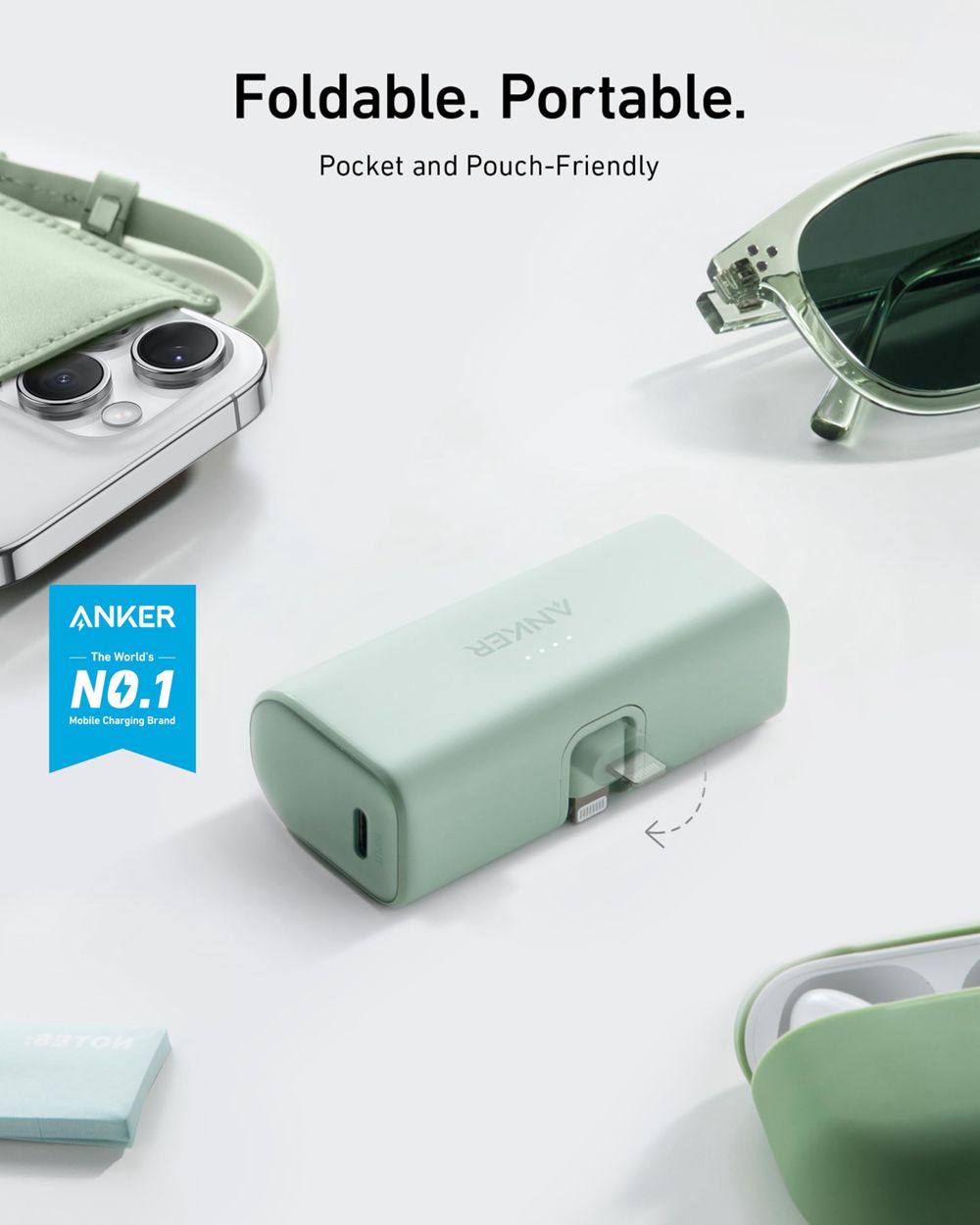 Anker Nano Power Bank (12W Built-In Lightning Connector) Verdes | Mexico UET978621
