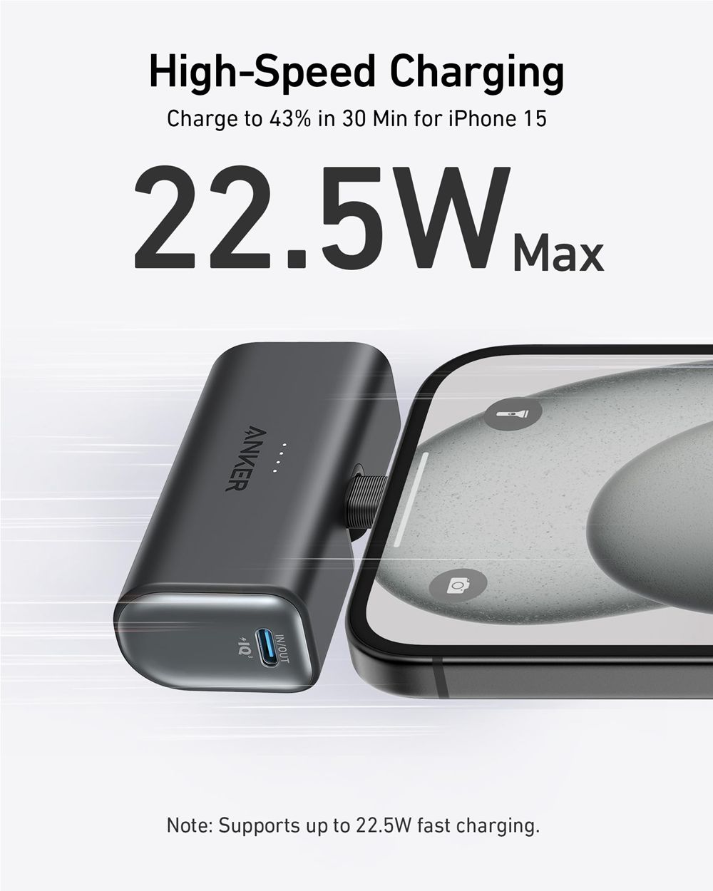 Anker Nano Power Bank (22.5W Built-In USB-C Connector) Negros | Mexico QHX602897