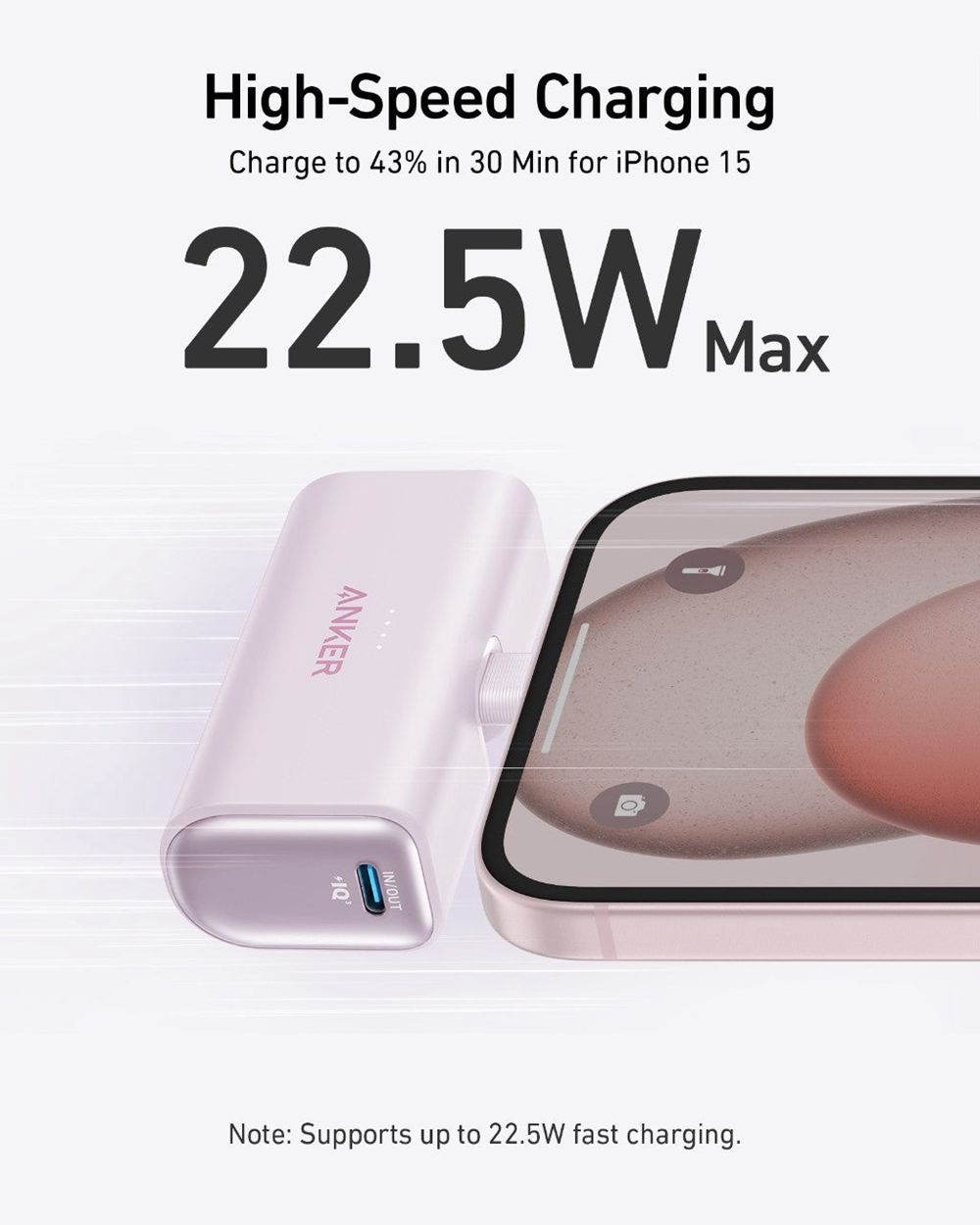 Anker Nano Power Bank (22.5W Built-In USB-C Connector) Rosas | Mexico HAW846301