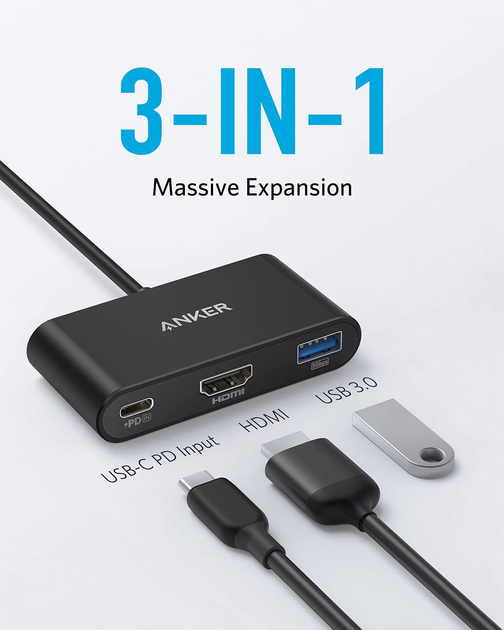 Anker PowerExpand 3-in-1 USB-C PD Hub Negros | Mexico HKD604315