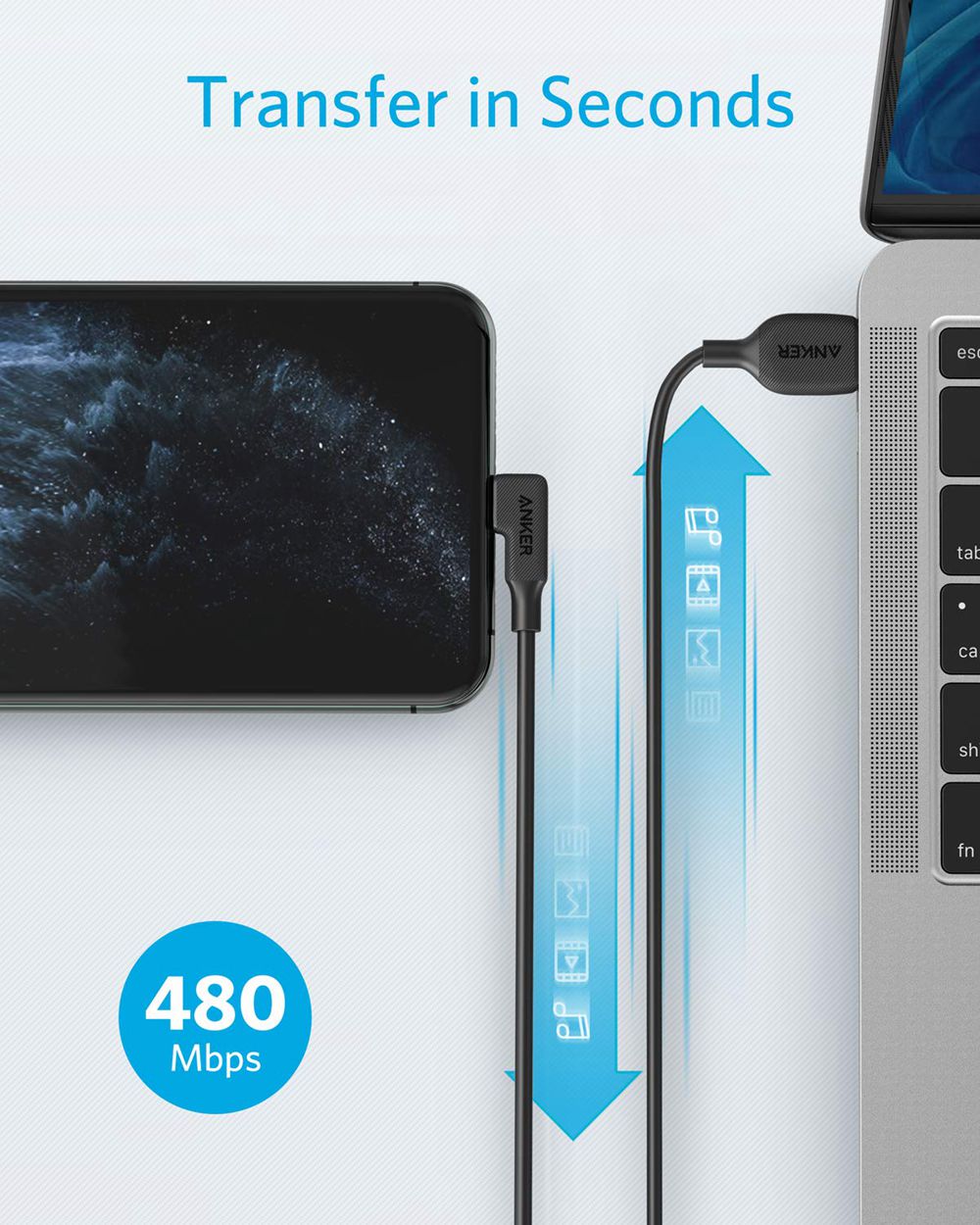 Anker USB-A to 90 Degree Lightning Cable (3 ft / 6 ft) Negros | Mexico ODJ945328