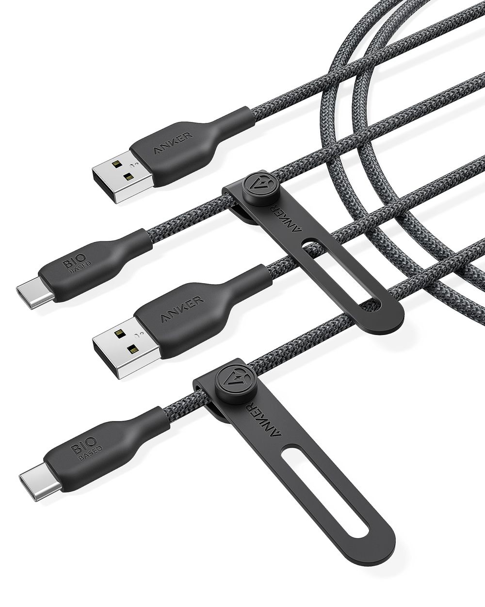 Anker USB-A to USB-C Cable (6 ft Bio-Briaded 2-Pack) Negros | Mexico JCZ409683